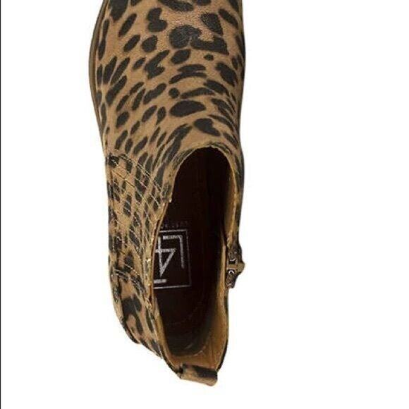 Leopard Print Suede Ankle Booties Womens Size 6 Western Boho Cowgirl Chic - Picture 3 of 3